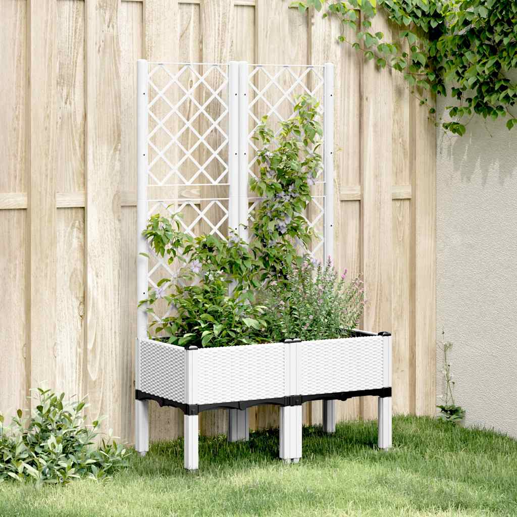 Jardinera con enrejado PP azul gris 120x40x142 cm
