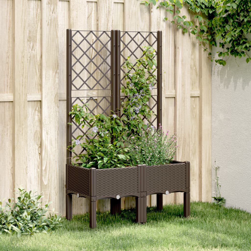 Jardinera con enrejado PP azul gris 120x40x142 cm