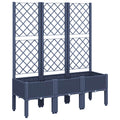 Jardinera con enrejado PP azul gris 120x40x142 cm