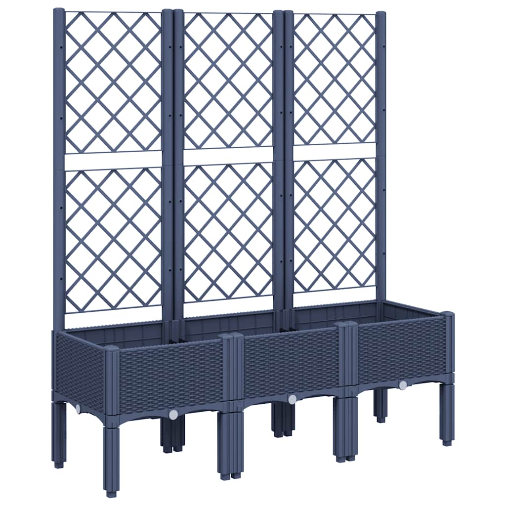 Jardinera con enrejado PP azul gris 120x40x142 cm