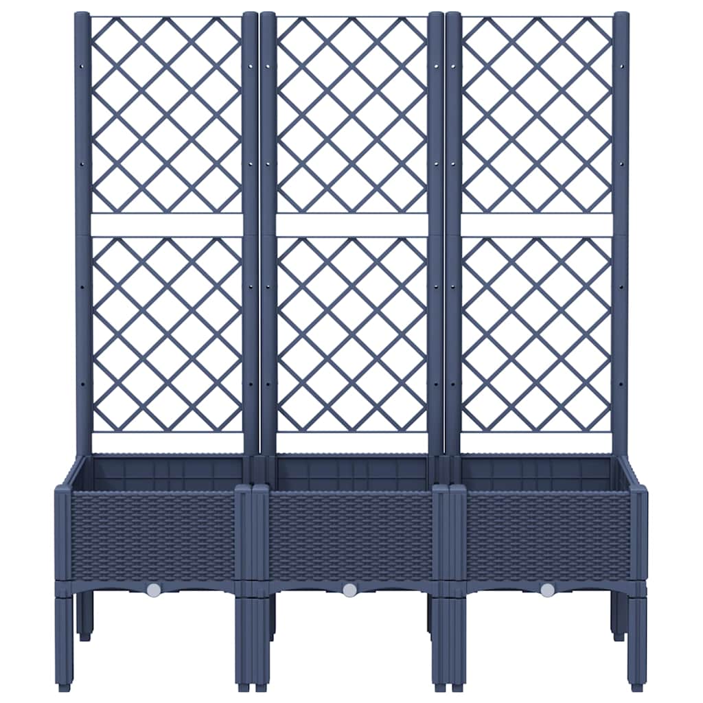 Jardinera con enrejado PP azul gris 120x40x142 cm