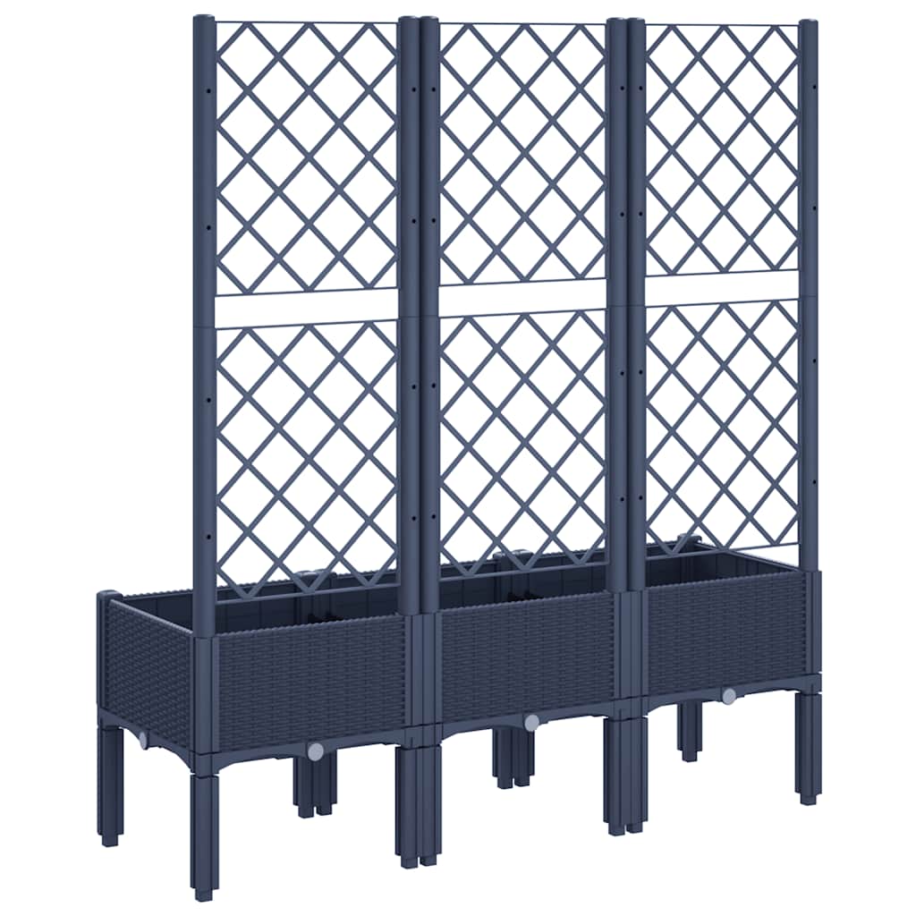 Jardinera con enrejado PP azul gris 120x40x142 cm