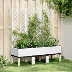 Jardinera con enrejado PP azul gris 120x40x142 cm