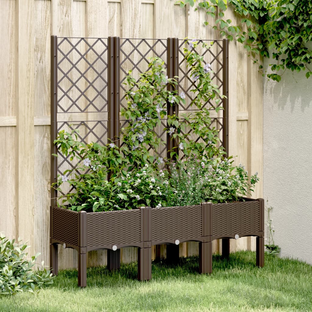 Jardinera con enrejado PP azul gris 120x40x142 cm