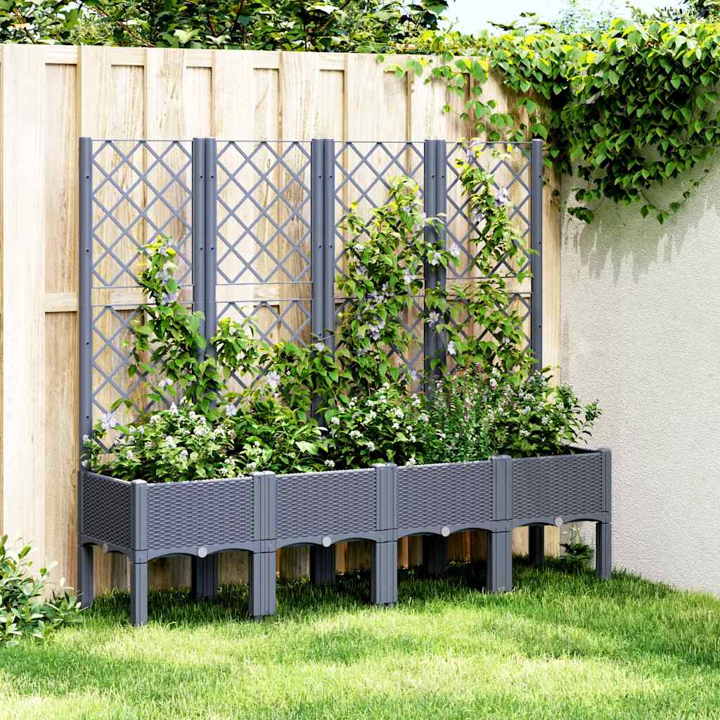 Jardinera con enrejado PP azul gris 120x40x142 cm