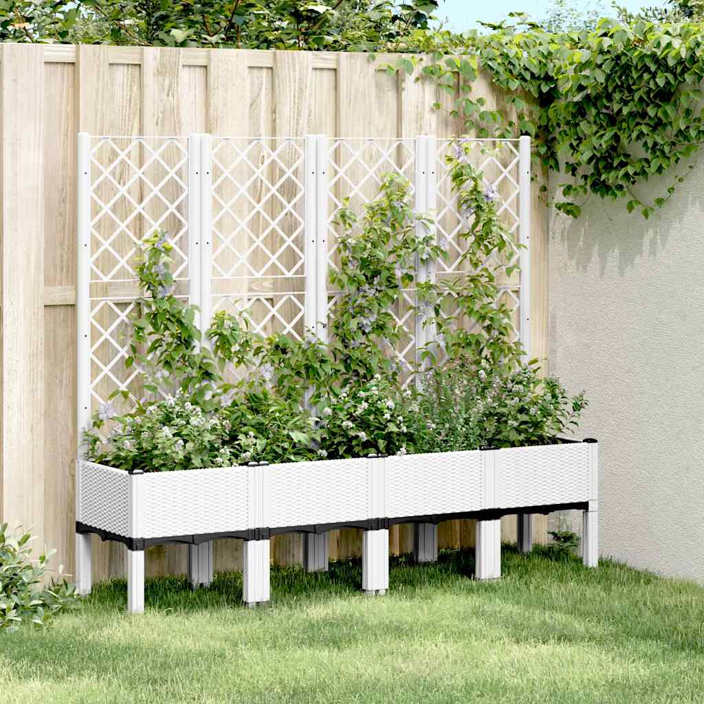 Jardinera con enrejado PP azul gris 120x40x142 cm