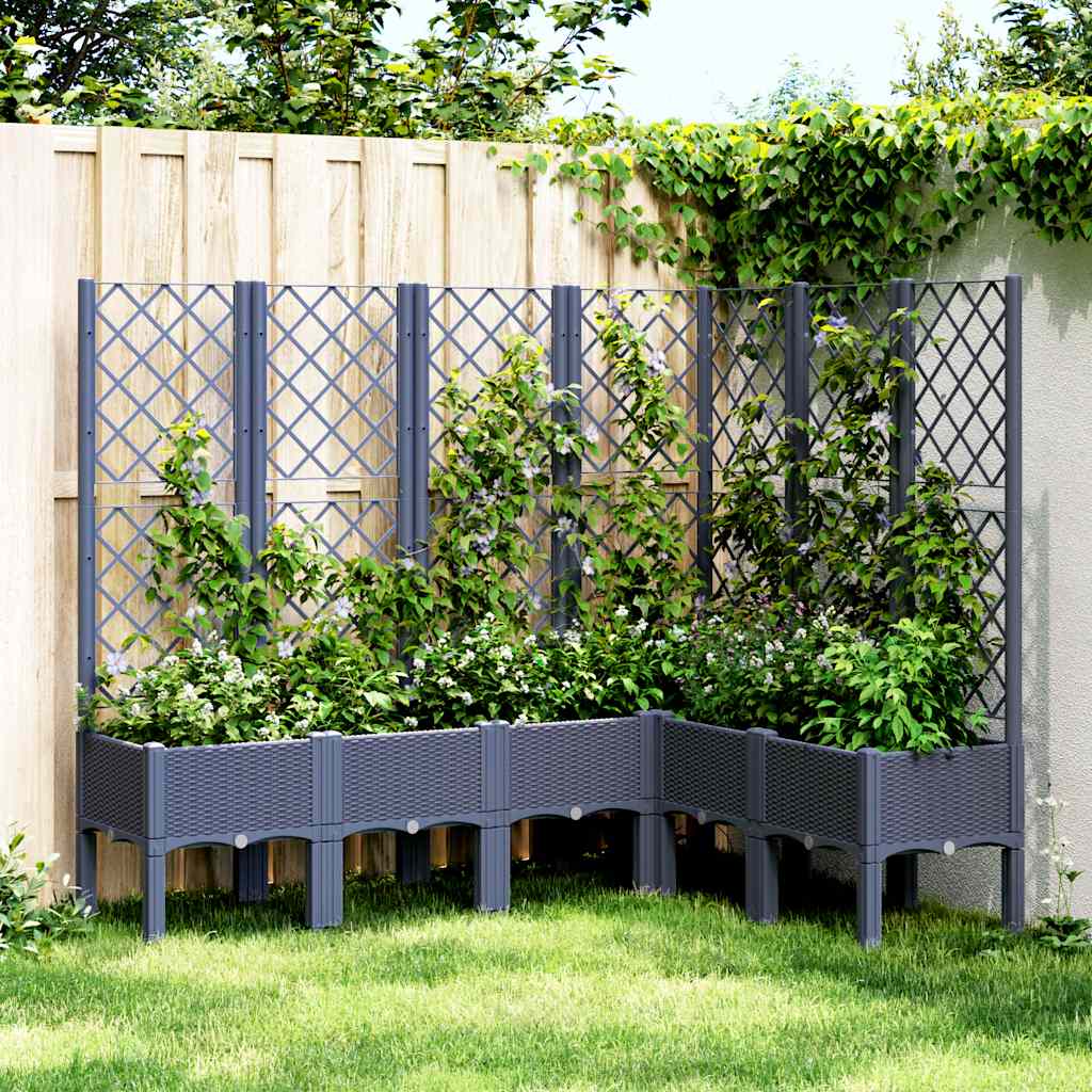 Jardinera con enrejado PP azul gris 120x40x142 cm