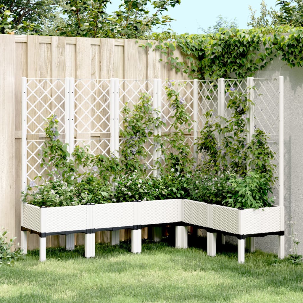 Jardinera con enrejado PP azul gris 120x40x142 cm