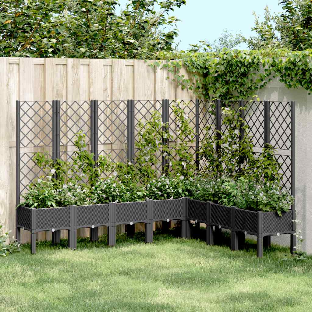 Jardinera con enrejado PP azul gris 120x40x142 cm