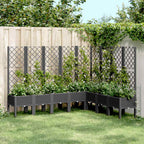 Jardinera con enrejado PP azul gris 120x40x142 cm