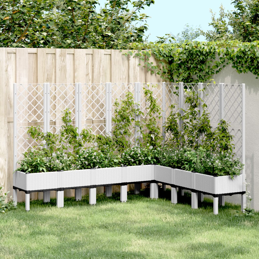 Jardinera con enrejado PP azul gris 120x40x142 cm