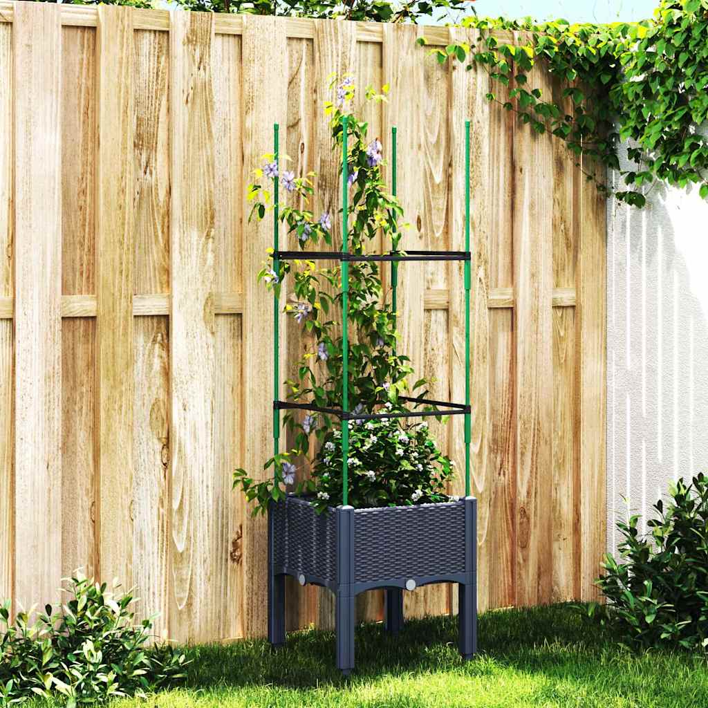 Jardinera con enrejado PP azul gris 120x40x142 cm