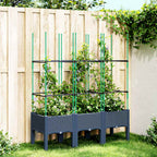 Jardinera con enrejado PP azul gris 120x40x142 cm