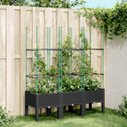 Jardinera con enrejado PP azul gris 120x40x142 cm