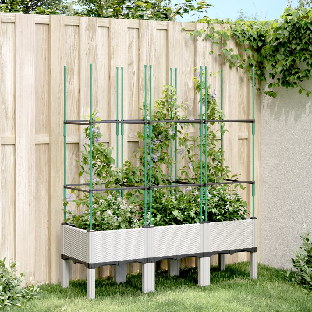 Jardinera con enrejado PP azul gris 120x40x142 cm