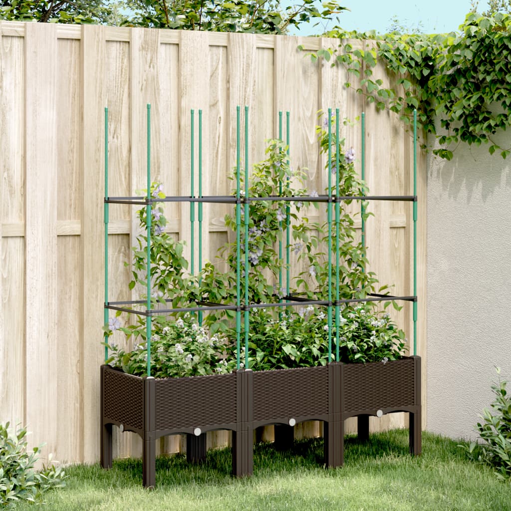 Jardinera con enrejado PP azul gris 120x40x142 cm