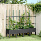 Jardinera con enrejado PP azul gris 120x40x142 cm