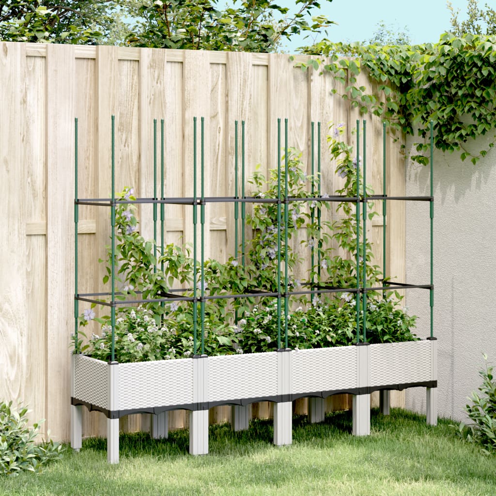 Jardinera con enrejado PP azul gris 120x40x142 cm
