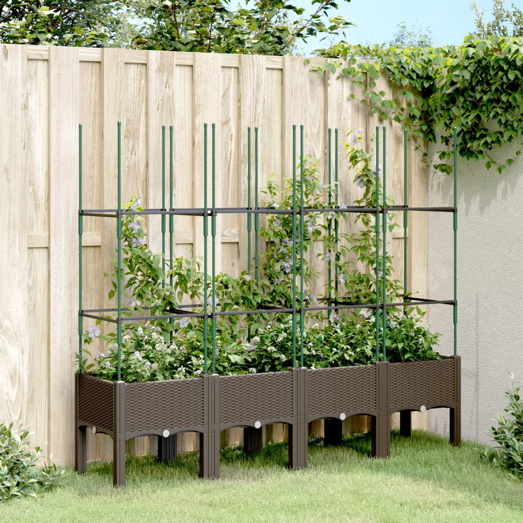 Jardinera con enrejado PP azul gris 120x40x142 cm