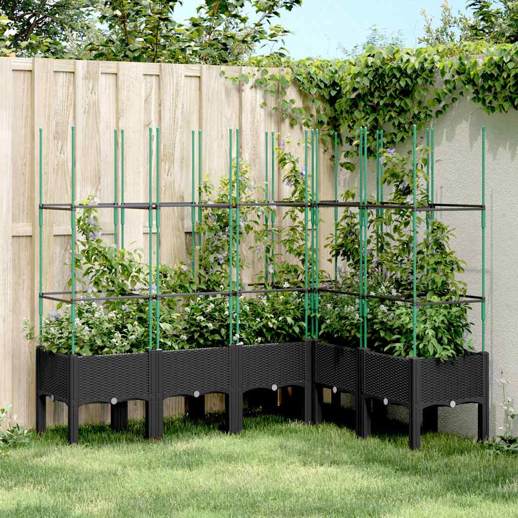 Jardinera con enrejado PP azul gris 120x40x142 cm