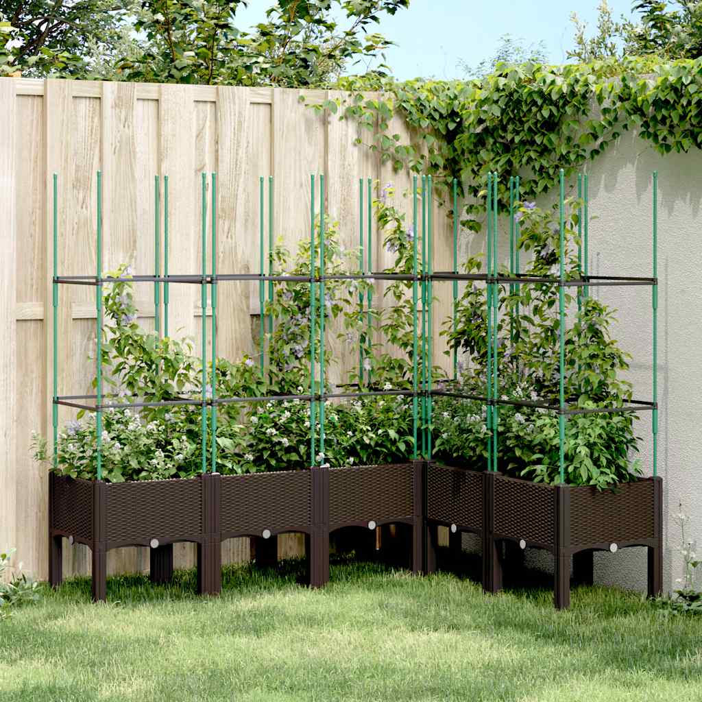 Jardinera con enrejado PP azul gris 120x40x142 cm