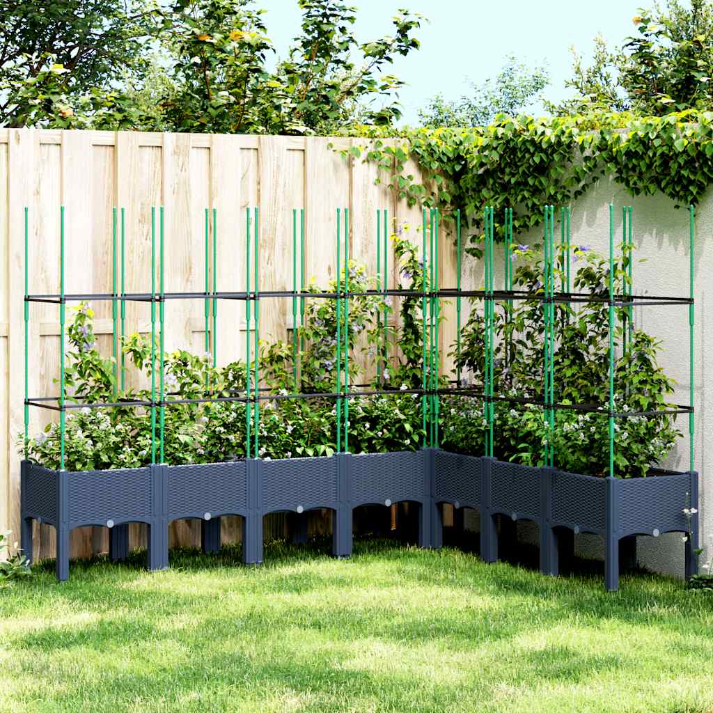 Jardinera con enrejado PP azul gris 120x40x142 cm