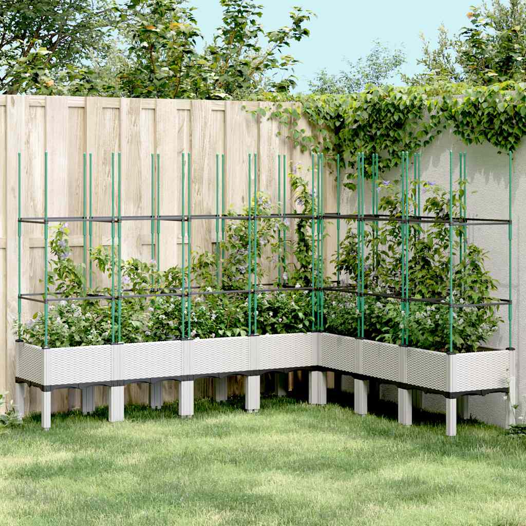 Jardinera con enrejado PP azul gris 120x40x142 cm
