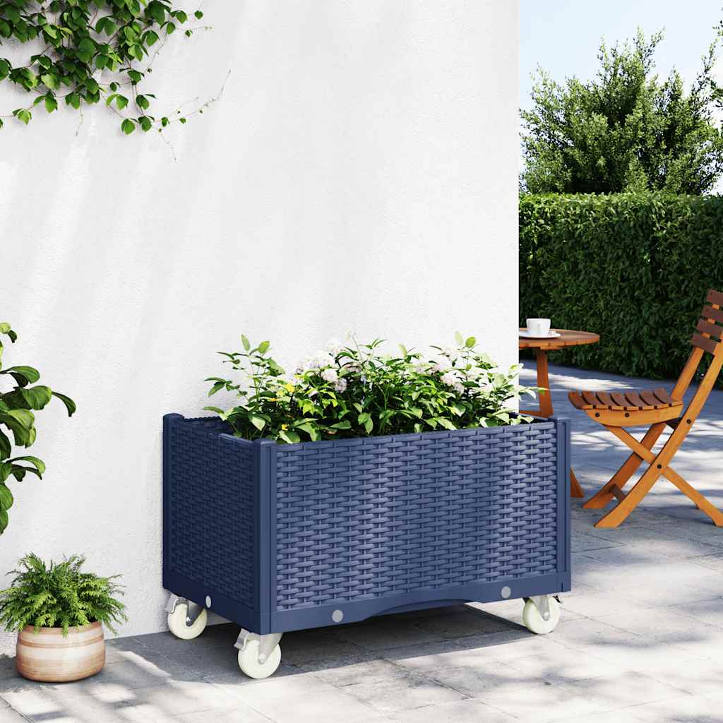 PP planter on wheels blue grey 150x80x54 cm