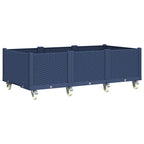Jardinera con ruedas PP azul gris 150x80x54 cm