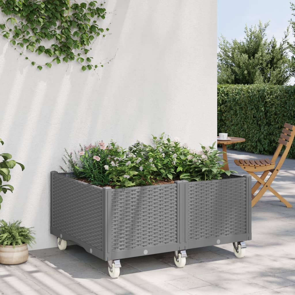 PP planter on wheels blue grey 150x80x54 cm