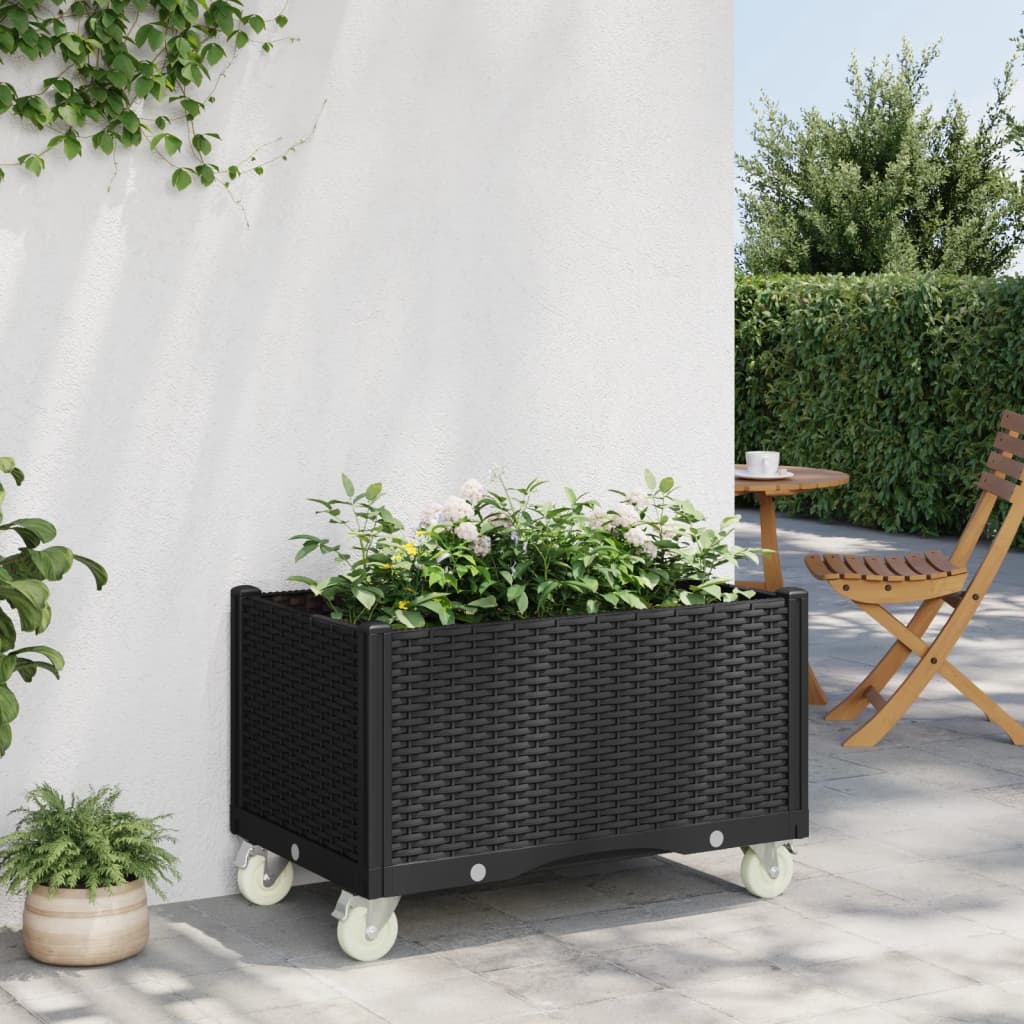 PP planter on wheels blue grey 150x80x54 cm