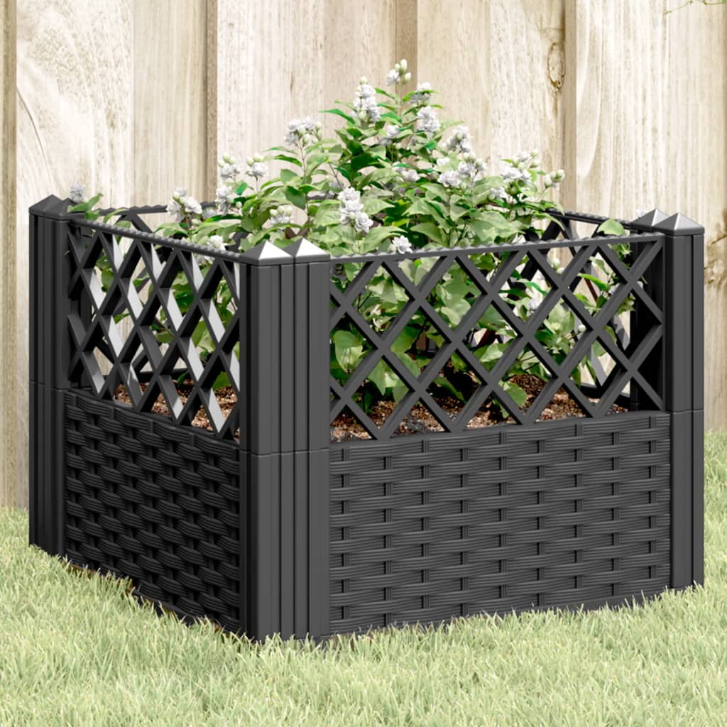 Jardineira com pinos PP azul-cinzento 123,5x43,5x43,5 cm