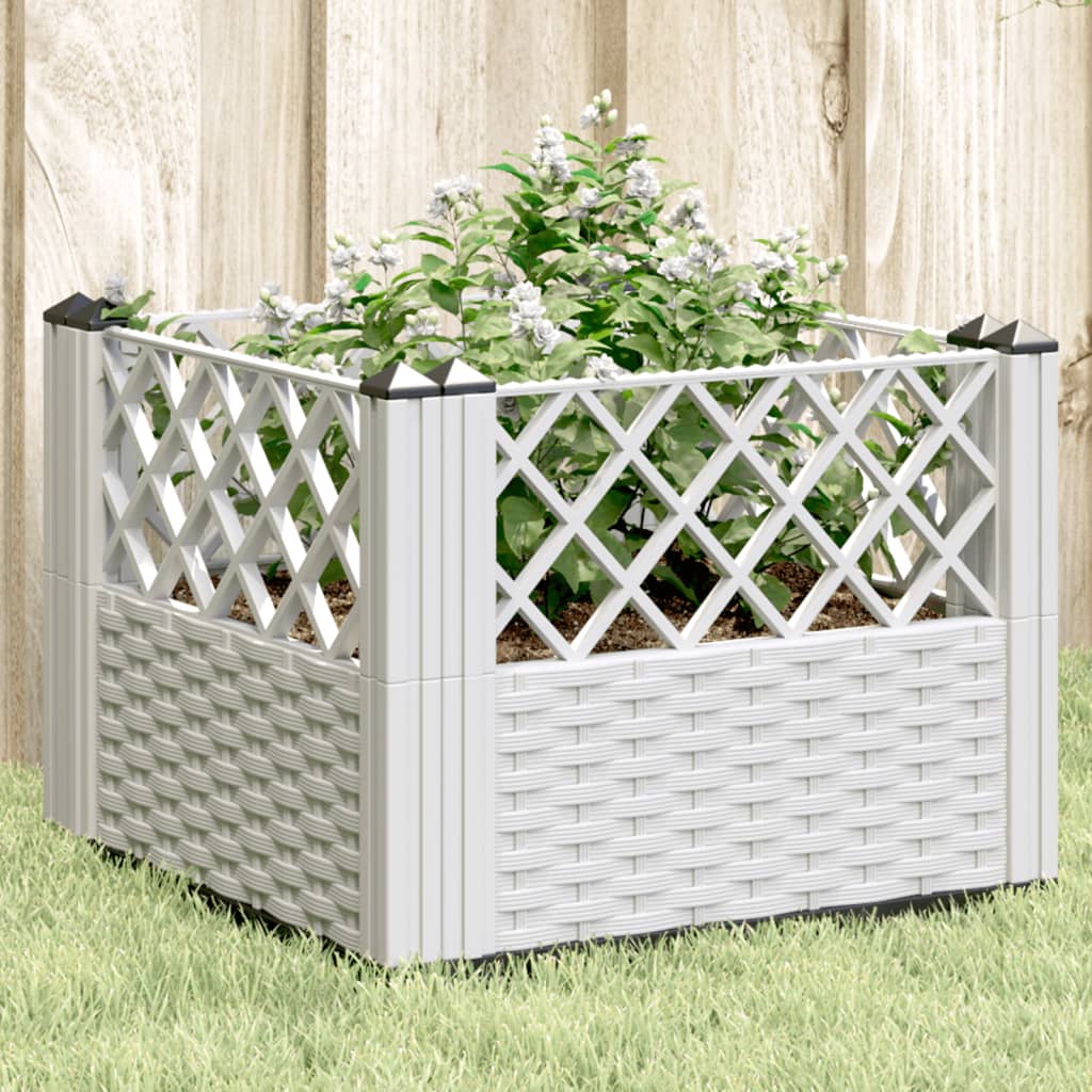 Jardineira com pinos PP azul-cinzento 123,5x43,5x43,5 cm