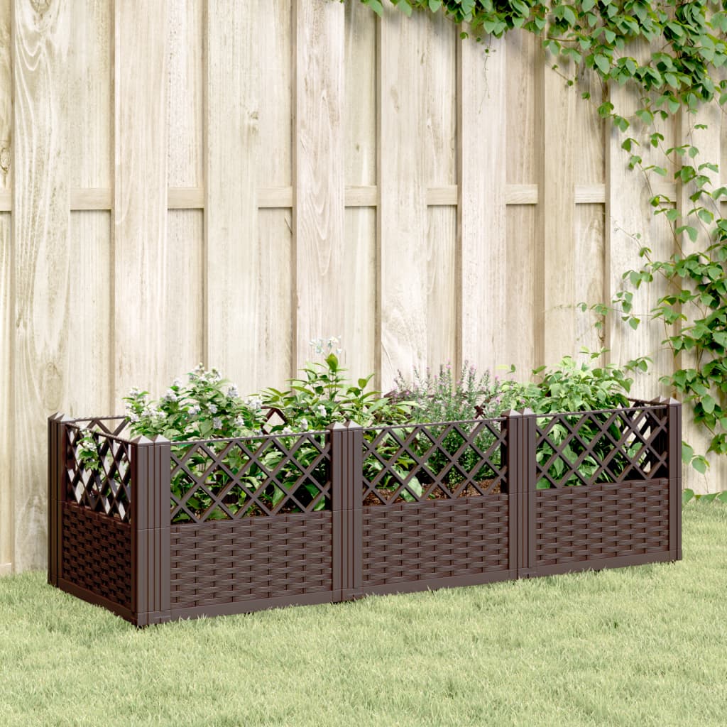 Jardineira com pinos PP azul-cinzento 123,5x43,5x43,5 cm