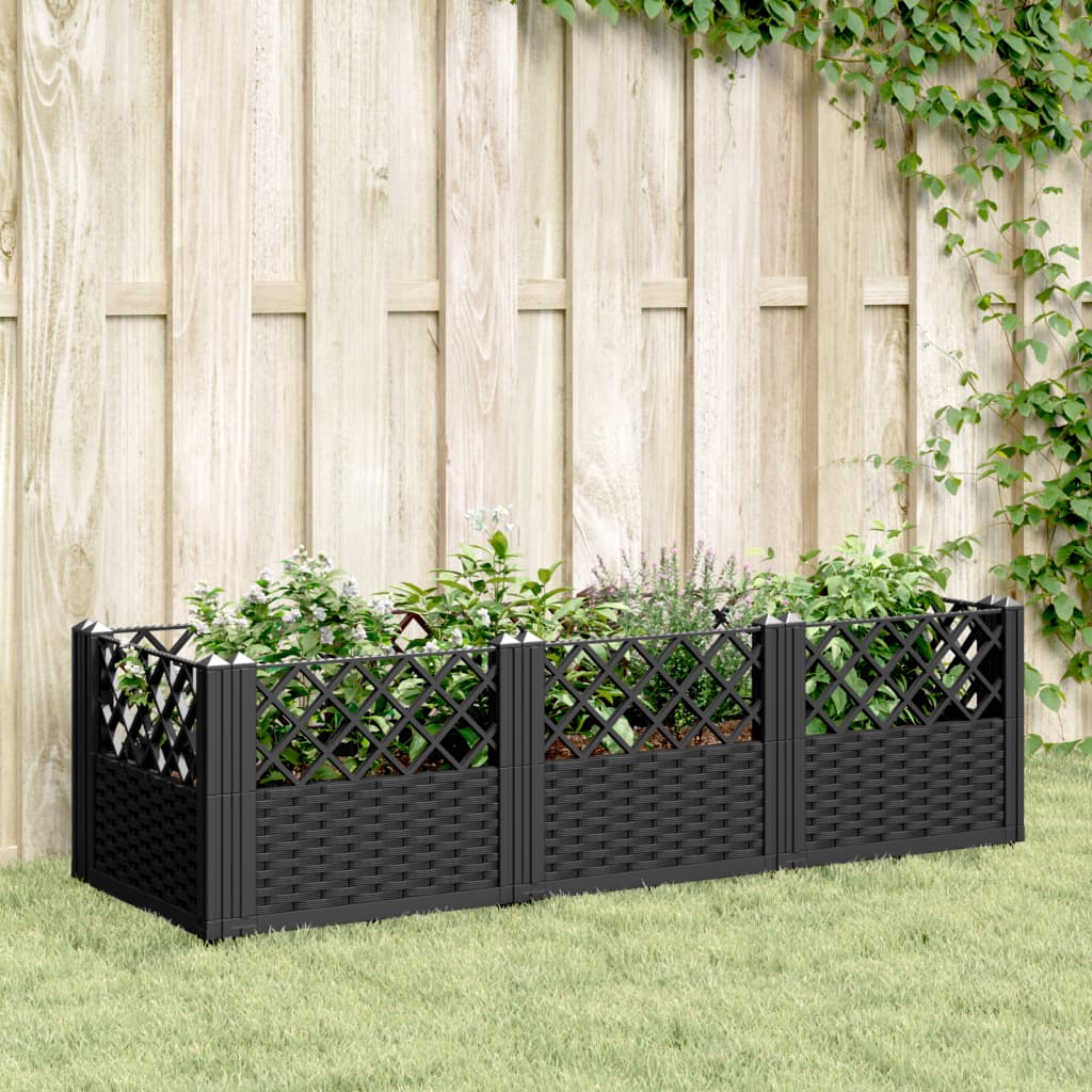 Jardineira com pinos PP azul-cinzento 123,5x43,5x43,5 cm