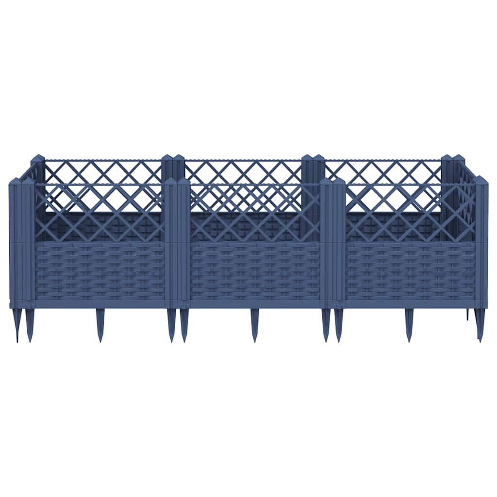 Jardinera con clavijas PP azul gris 123,5x43,5x43,5 cm