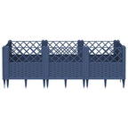 Jardinera con clavijas PP azul gris 123,5x43,5x43,5 cm