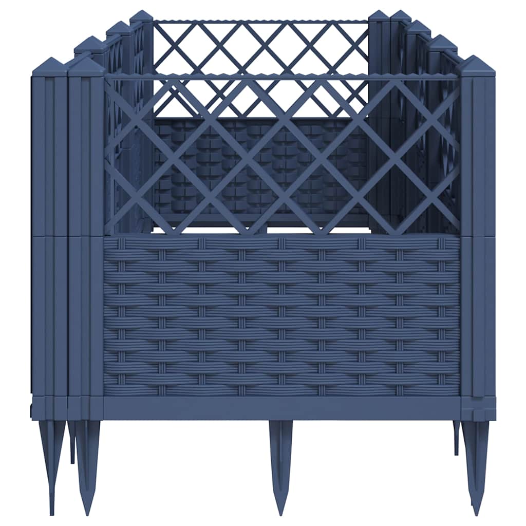 Jardinera con clavijas PP azul gris 123,5x43,5x43,5 cm