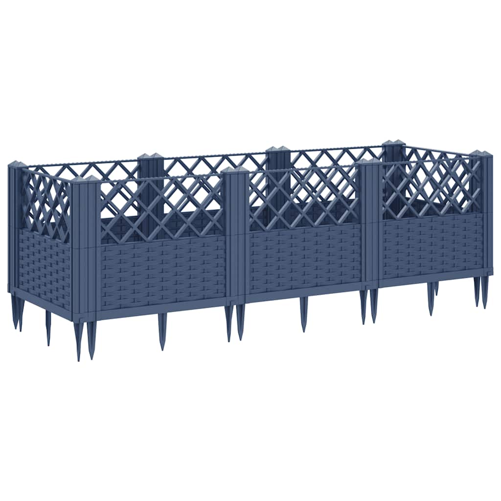 Jardinera con clavijas PP azul gris 123,5x43,5x43,5 cm