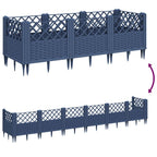 Jardinera con clavijas PP azul gris 123,5x43,5x43,5 cm