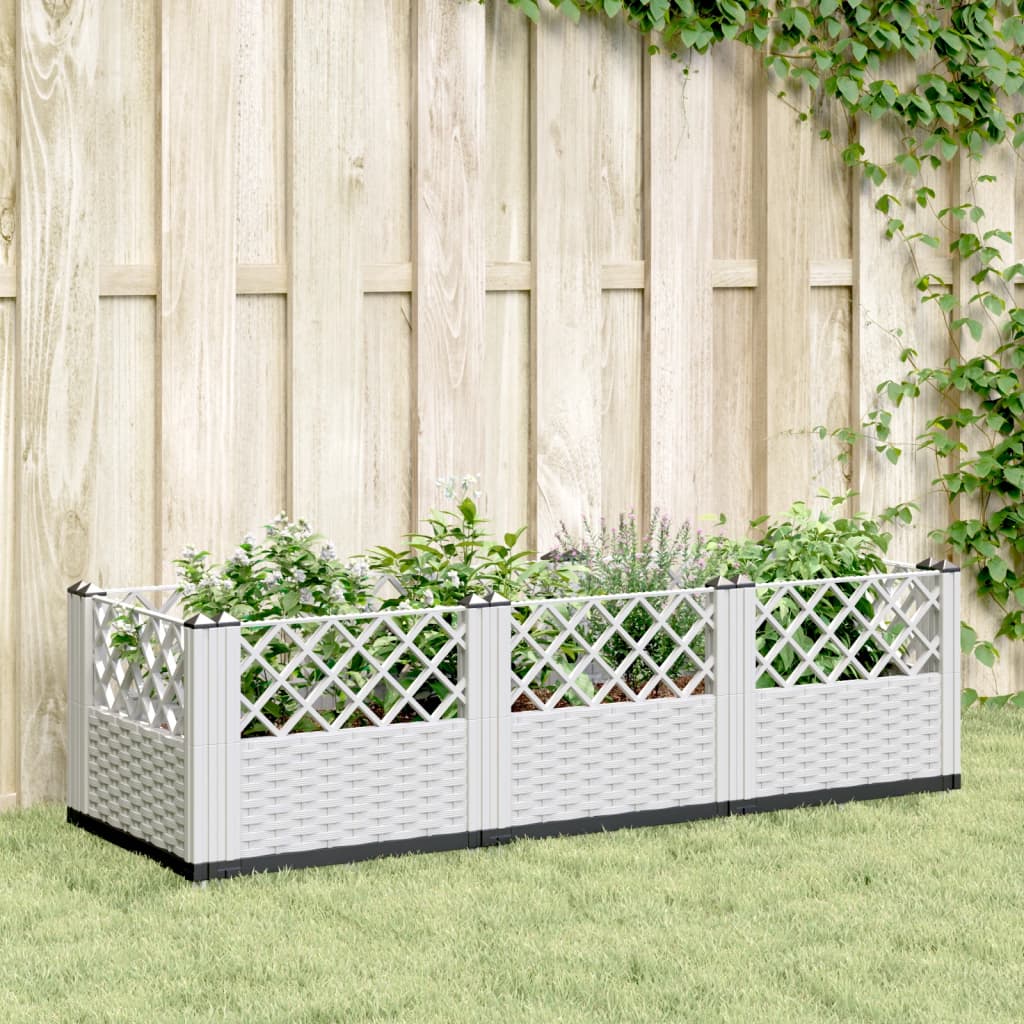 Jardineira com pinos PP azul-cinzento 123,5x43,5x43,5 cm