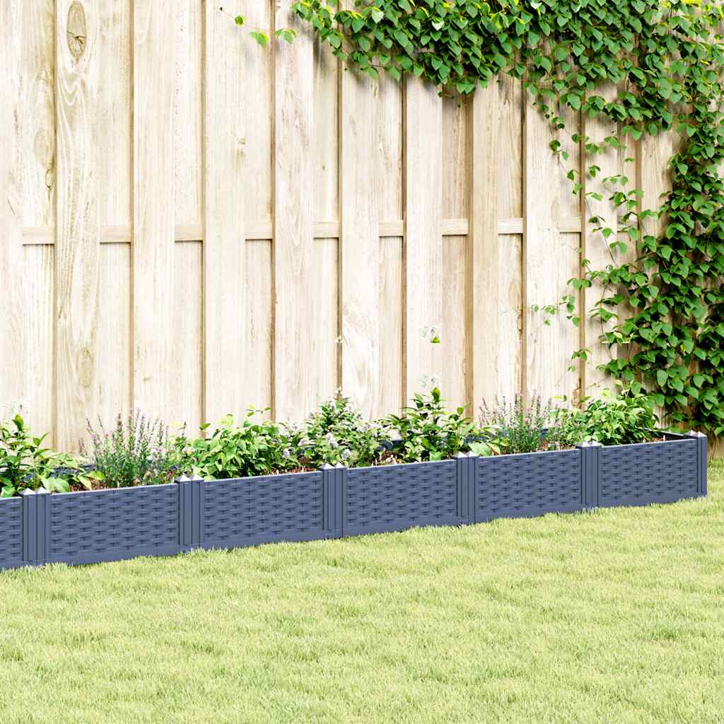 Jardineira com pinos PP azul-cinzento 123,5x43,5x43,5 cm