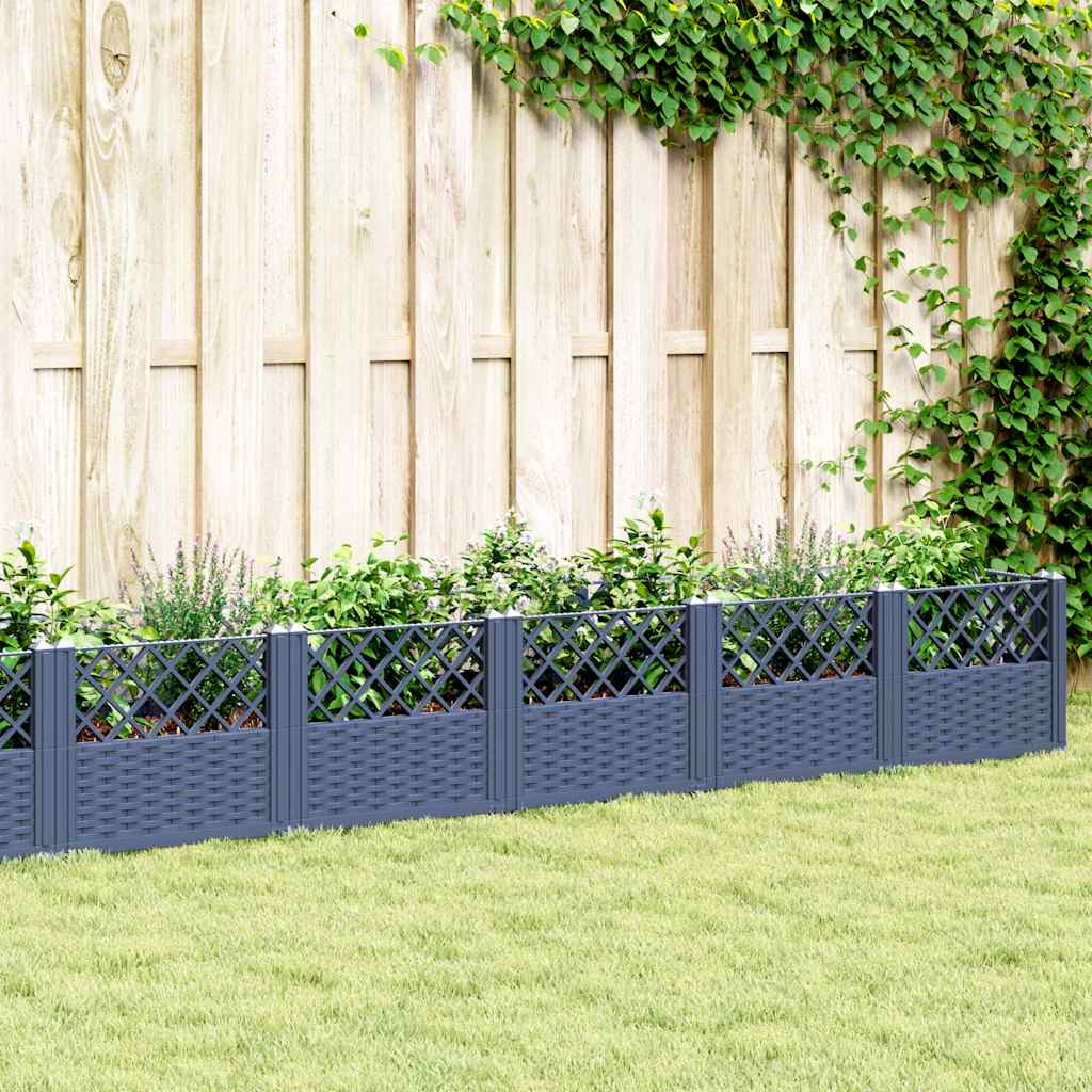 Jardineira com pinos PP azul-cinzento 123,5x43,5x43,5 cm