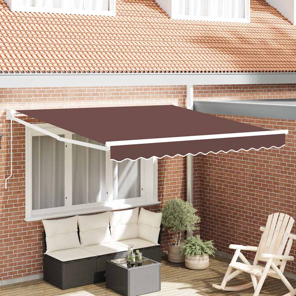 Toldo retráctil manual gris antracita y blanco 300x250 cm