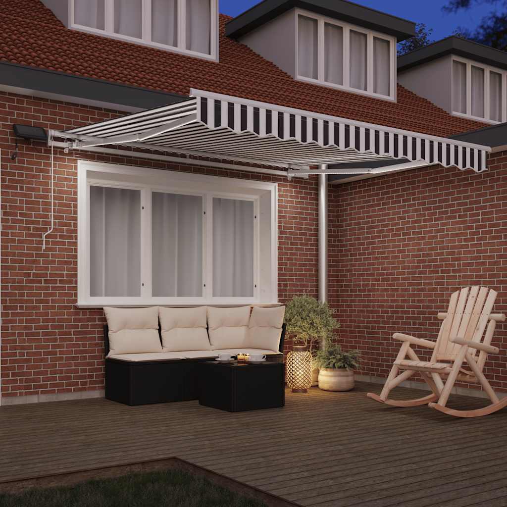 Toldo retráctil manual con LED antracita y blanco 300x250 cm
