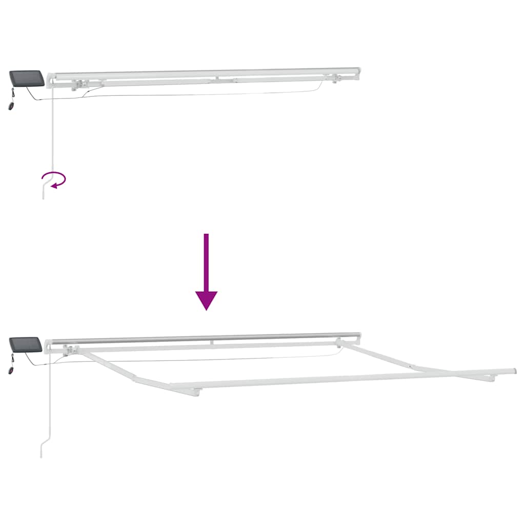 Toldo retráctil manual con LED antracita y blanco 300x250 cm