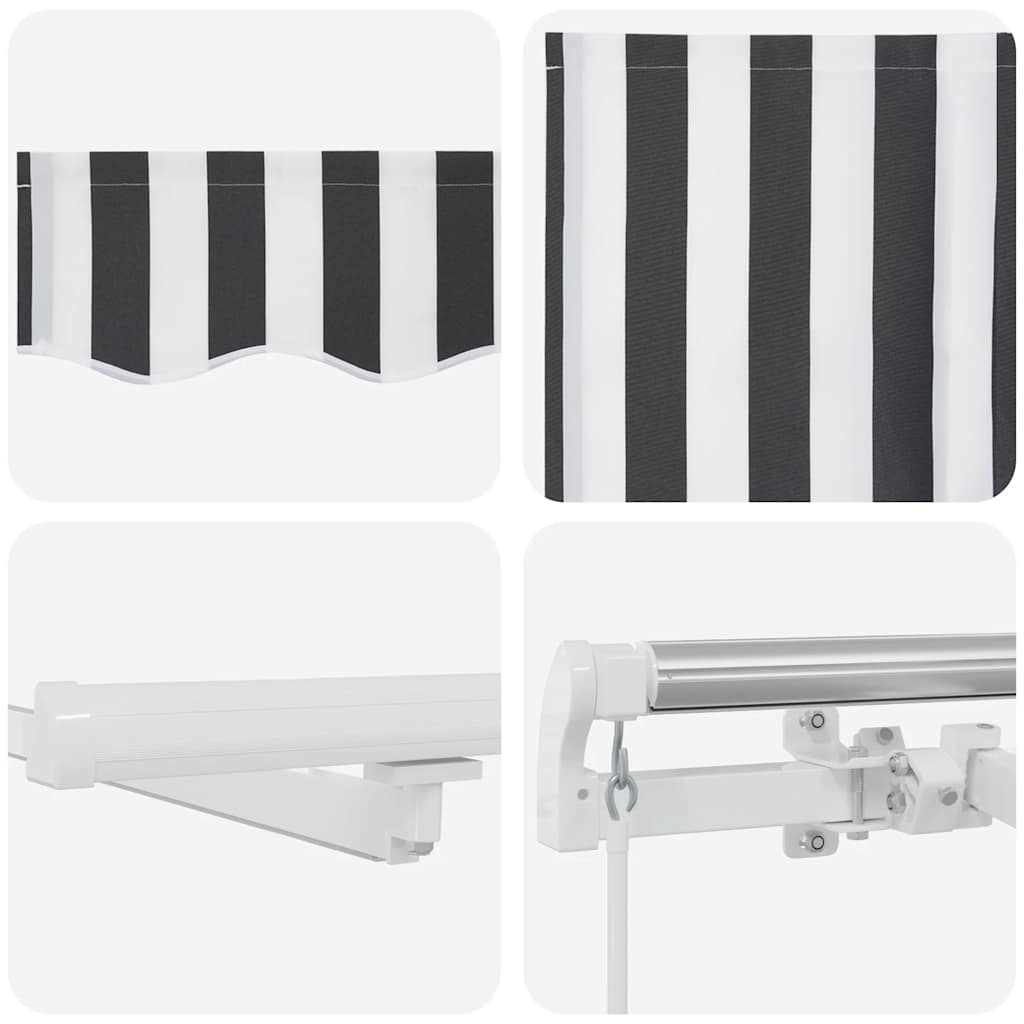 Toldo retráctil manual con LED antracita y blanco 300x250 cm