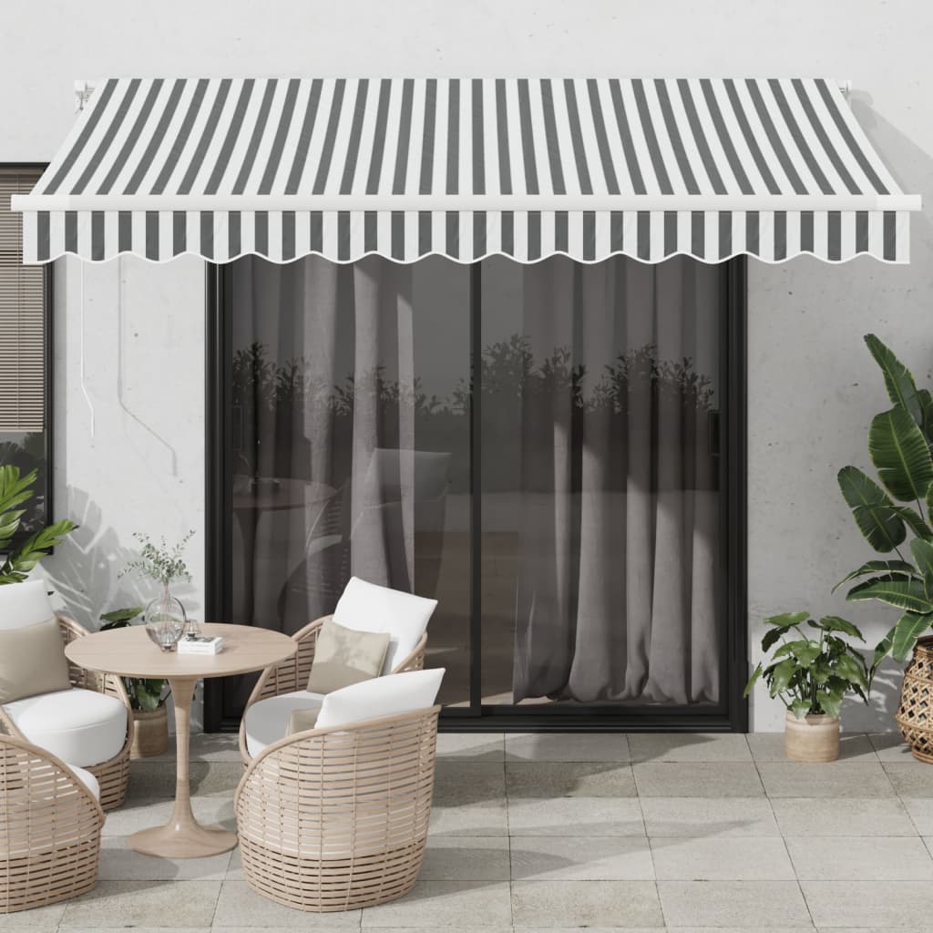 Toldo retráctil automático antracita y blanco 450x300 cm
