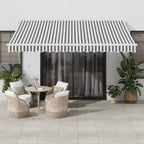 Toldo retráctil manual gris antracita y blanco 300x250 cm