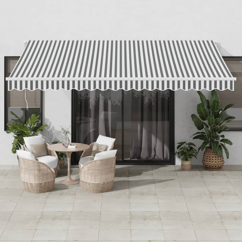 Toldo retráctil automático antracita y blanco 450x300 cm